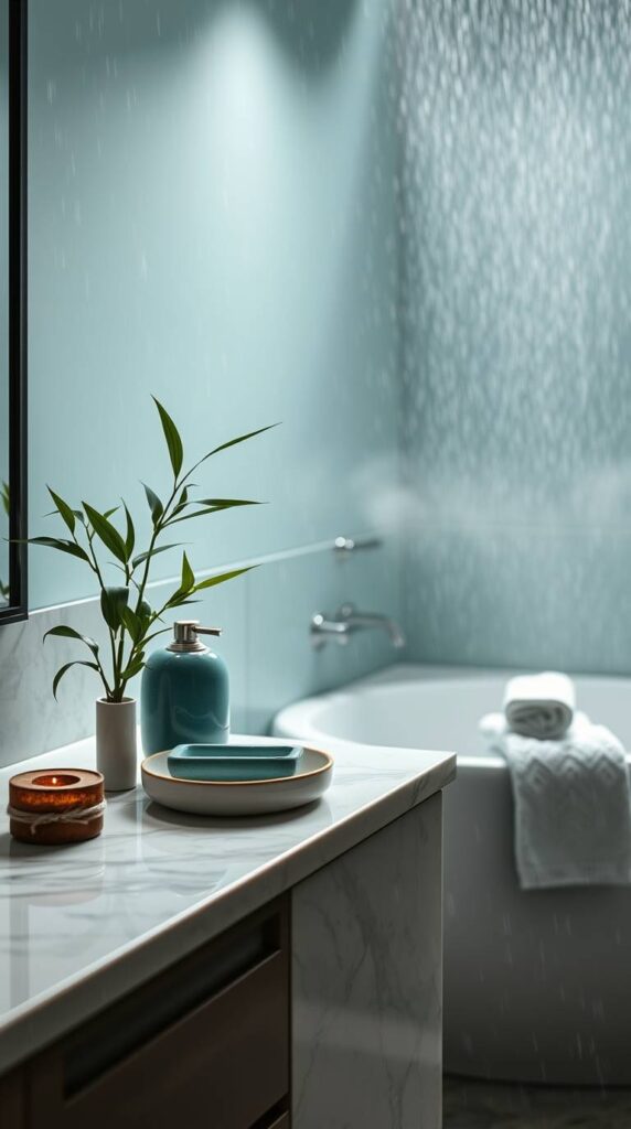 blue bathroom decor