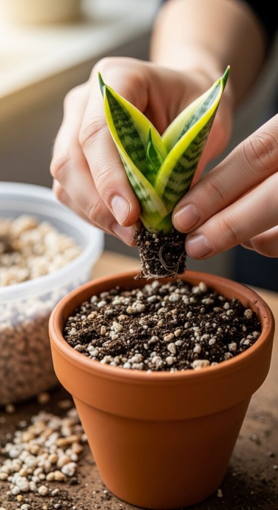 Snake Plant Propagation in Perlite