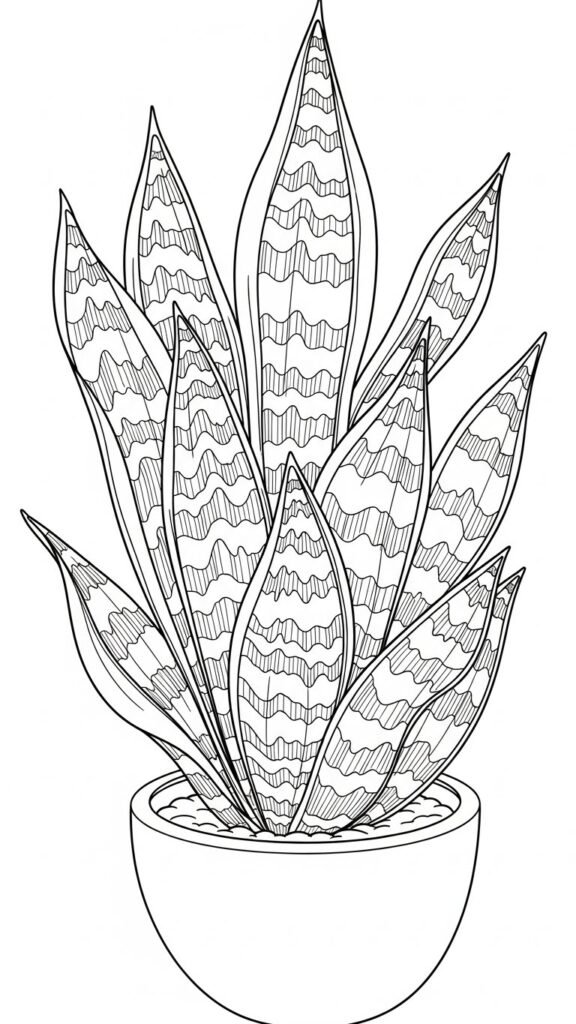 snake plant coloring page
