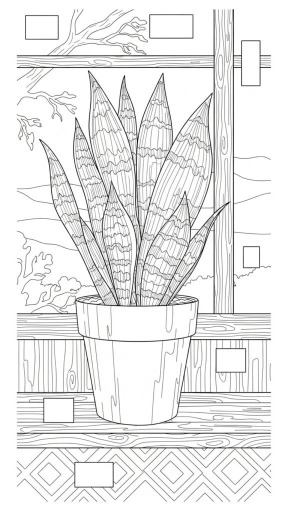snake plant coloring page